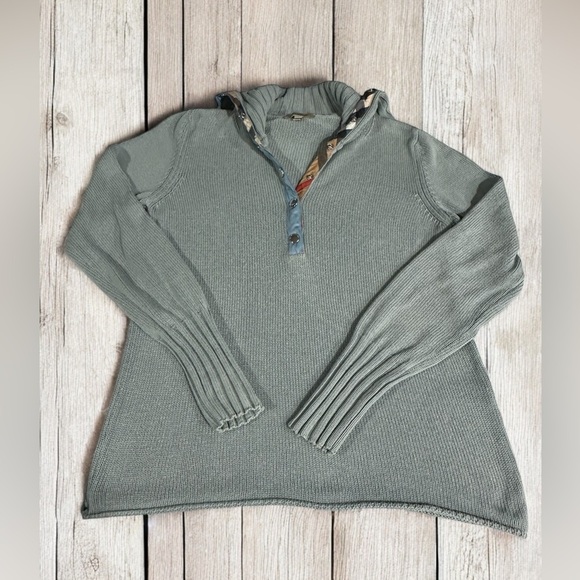 Burberry Knit 100% Cotton Nova Check Sweater Snap Turtleneck Size Small EUC - Picture 1 of 13